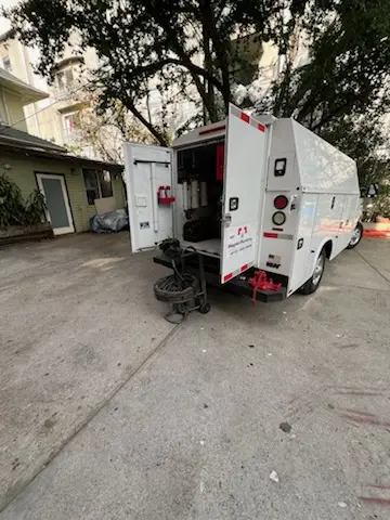 Magnet Plumbing service vehicle on-site for Slab Leak Repair in Ybor City